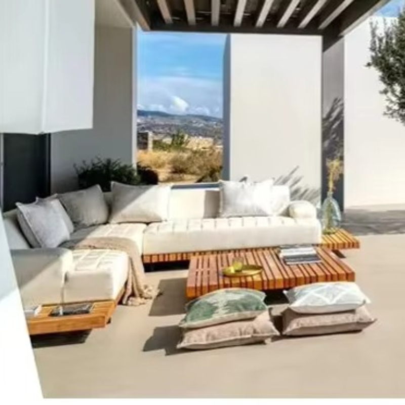 Outdoor Furniture Teak - Waterproof Teak Wood Garden Sofa Set