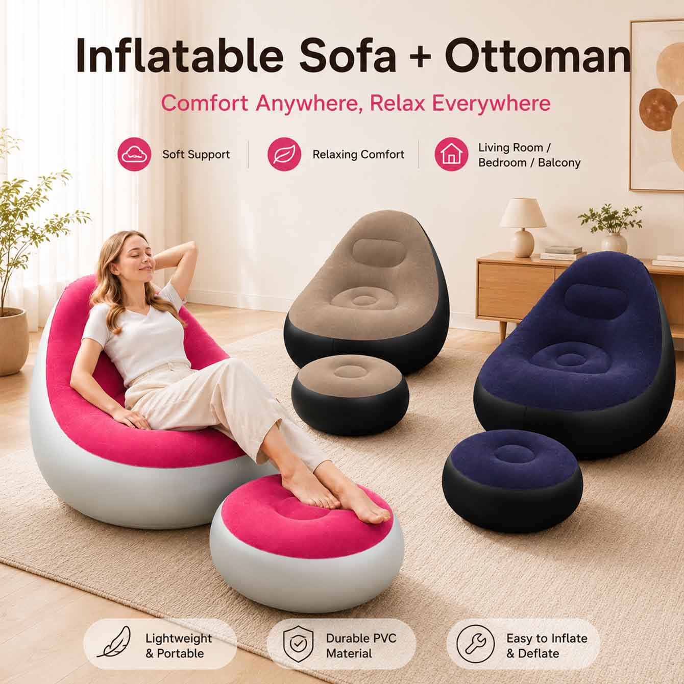 Outdoor Furniture Arhaus - Inflatable Chair for Adults,Portable Inflatables Chairs