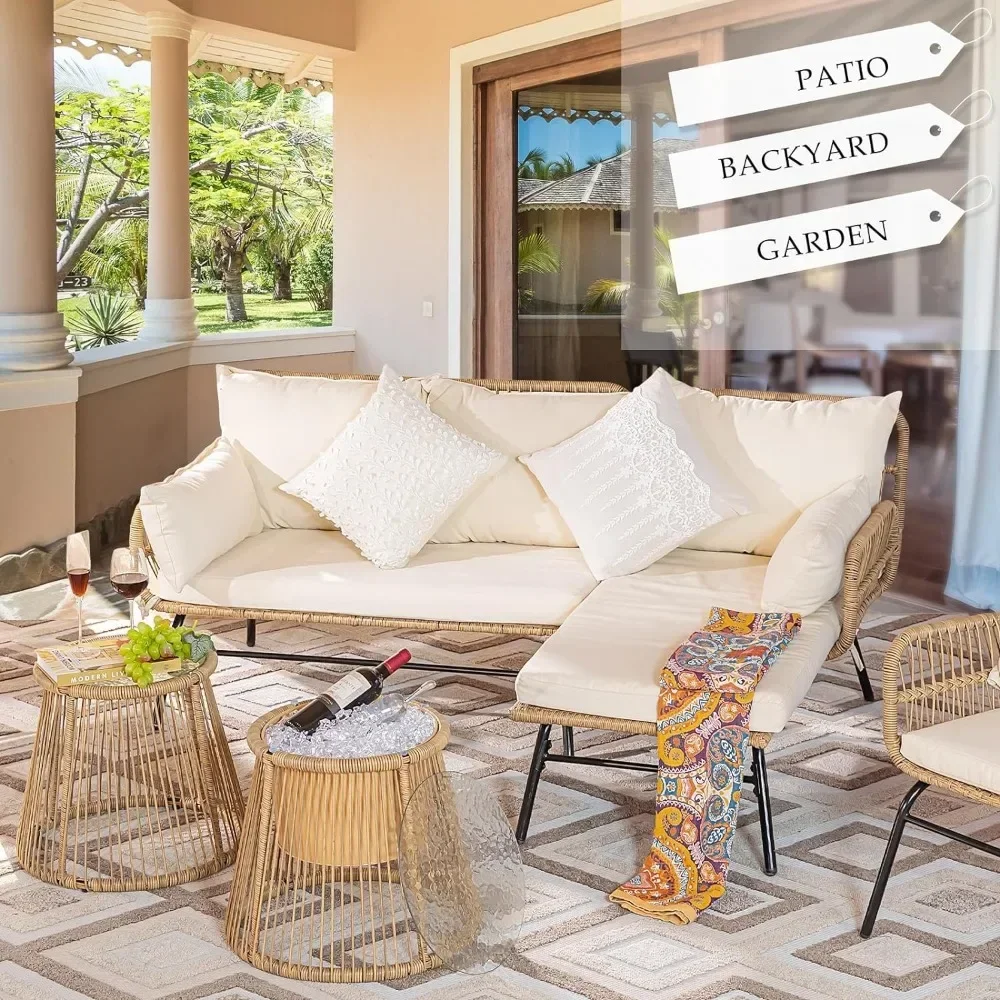Outdoor Furniture Egg Chair - A 3/4/5 Piece Boho Outdoor Patio