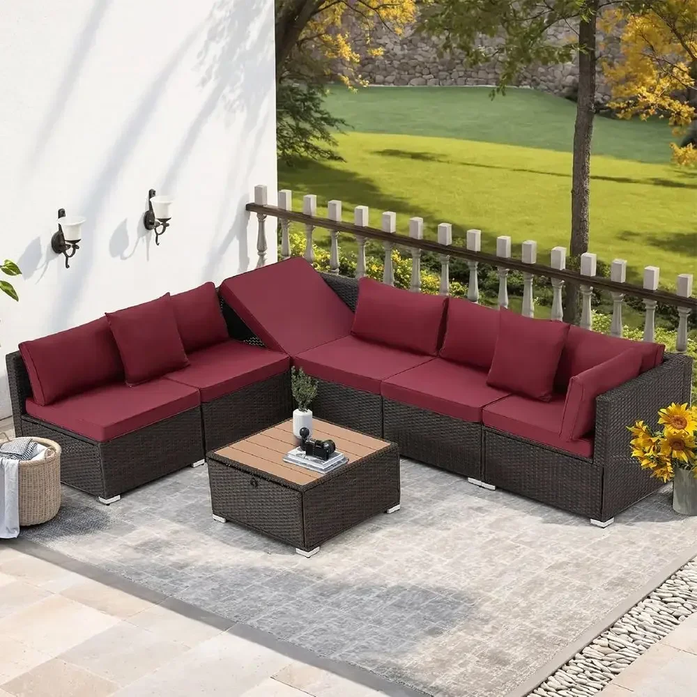 Outdoor Furniture Balcony - 7-Piece Outdoor Patio Furniture Set: Handwoven
