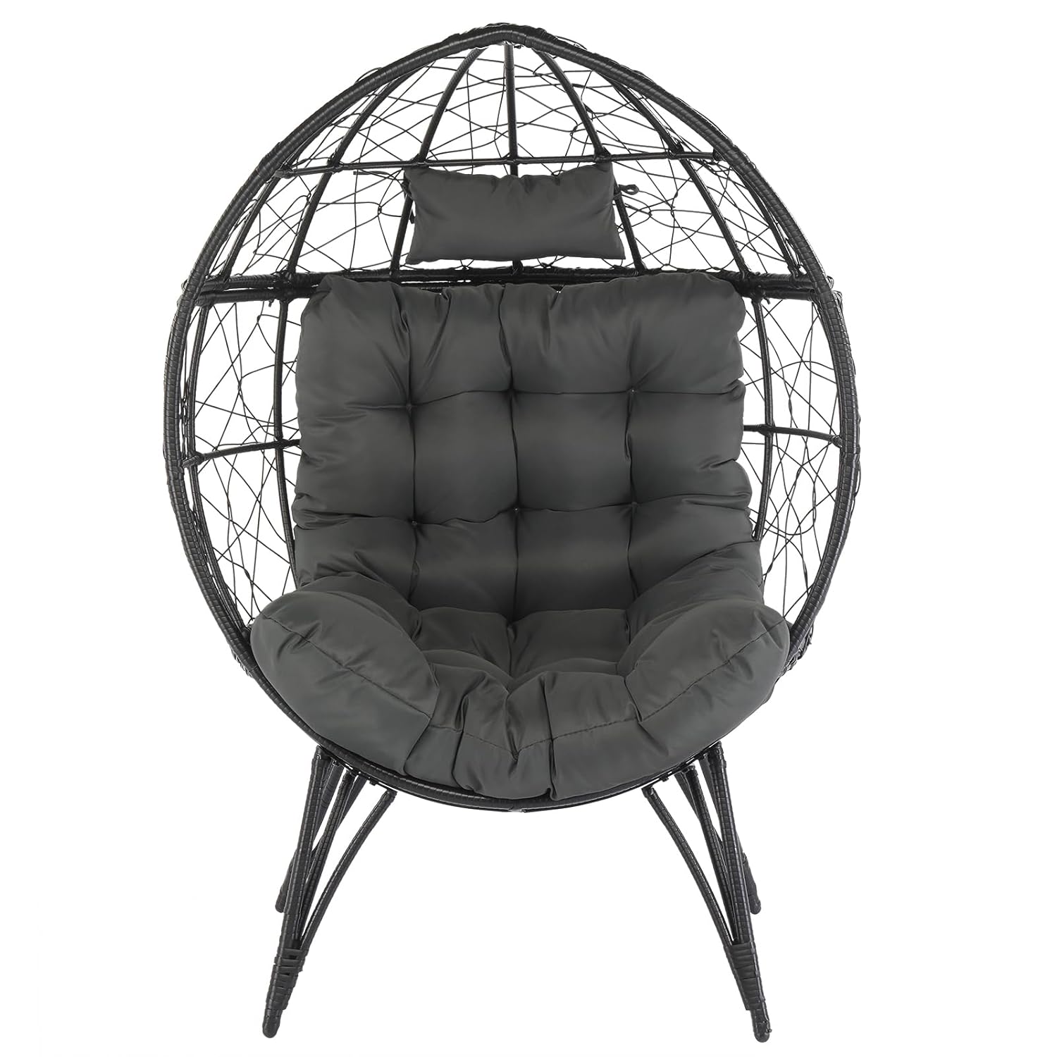 Outdoor Furniture Egg Chair - Oversized Wicker Egg Chair Cushioned Patio
