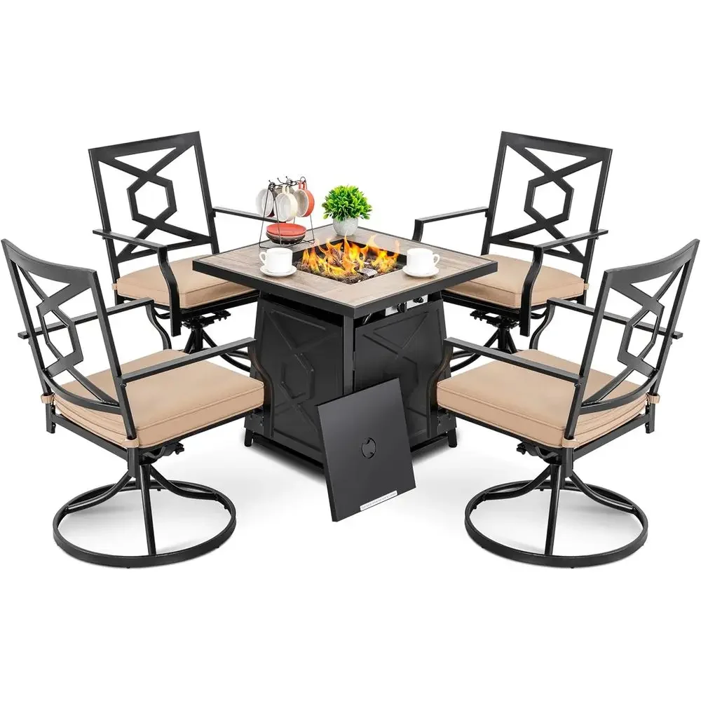 Outdoor Furniture Set With Fire Pit - 5-Piece Outdoor Patio Furniture Set with