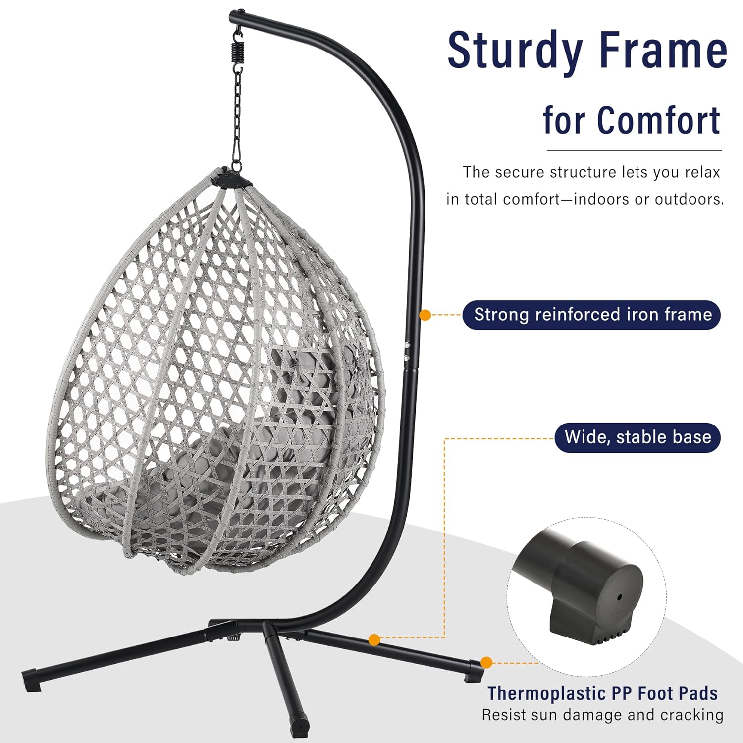 Foldable HDPE Rattan Hanging E - Outdoor Furniture Egg Chair recension och pris