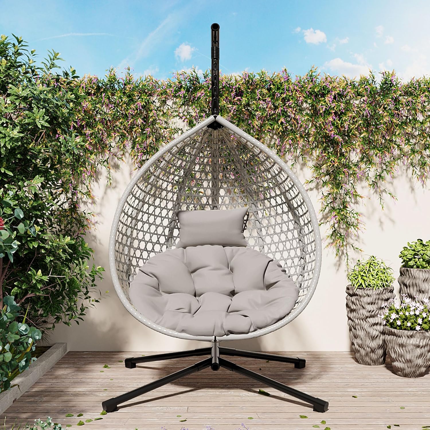 Foldable HDPE Rattan Hanging E - Outdoor Furniture Egg Chair recension och pris