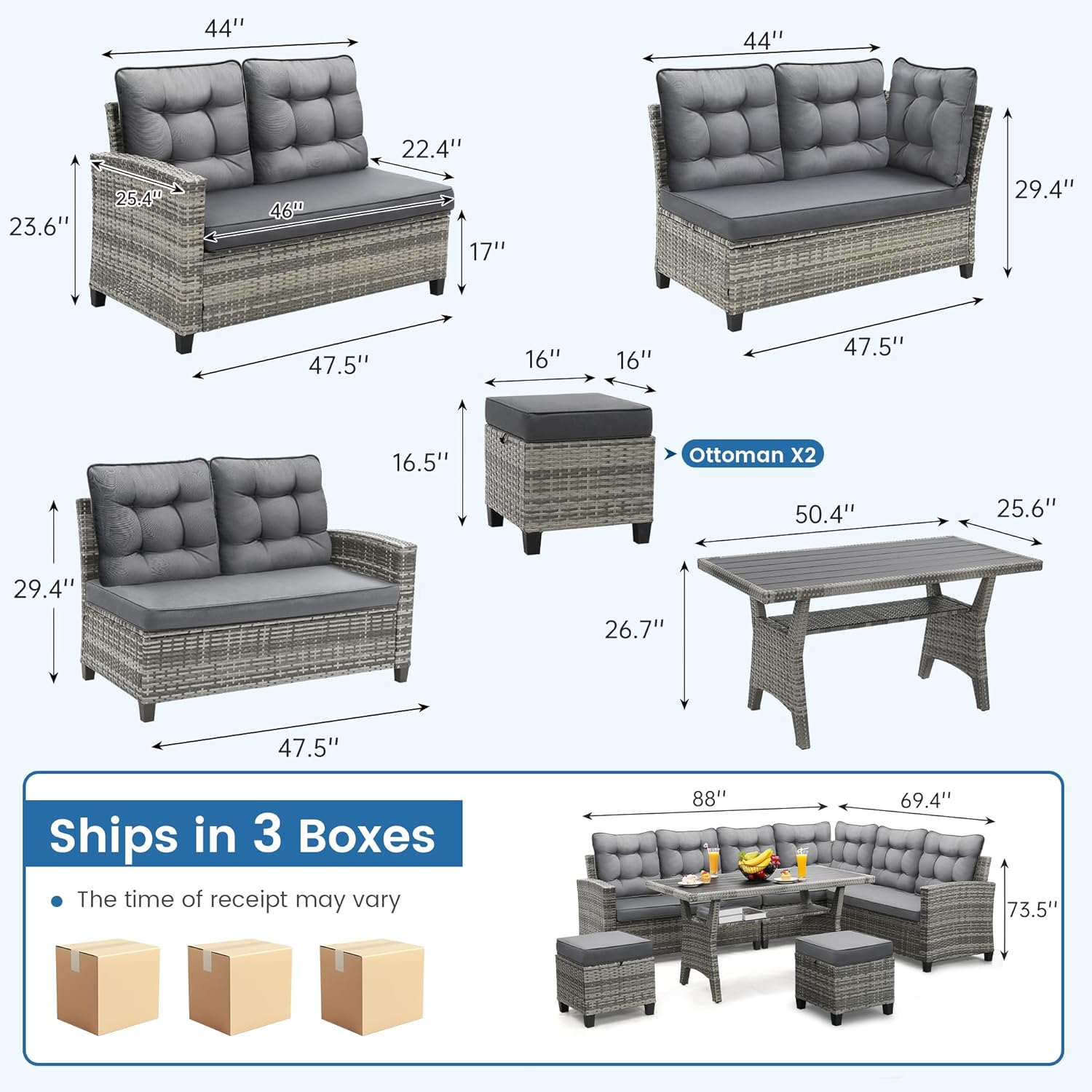6 Piece Patio Furniture Set, D - Outdoor Furniture Bali recension och pris