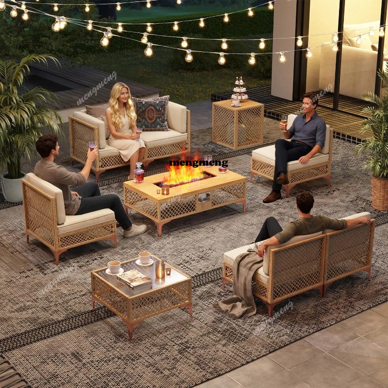 9-Piece Outdoor Patio Furnitur - Outdoor Furniture Set With Fire Pit recension och pris