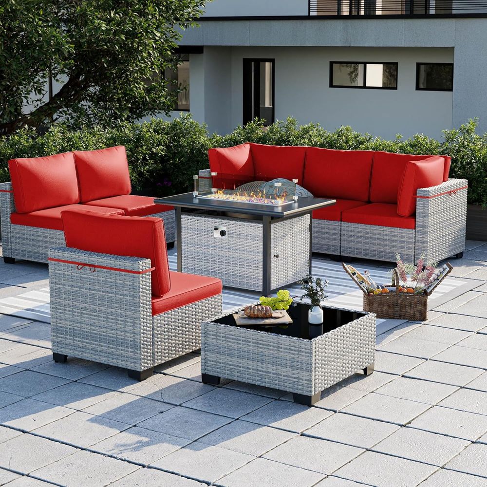 8-Piece Outdoor Patio Furnitur - Outdoor Furniture Set With Fire Pit recension och pris