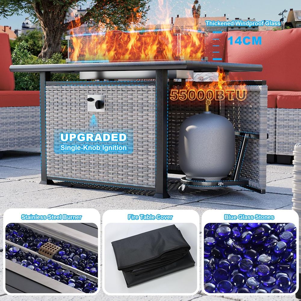 8-Piece Outdoor Patio Furnitur - Outdoor Furniture Set With Fire Pit recension och pris