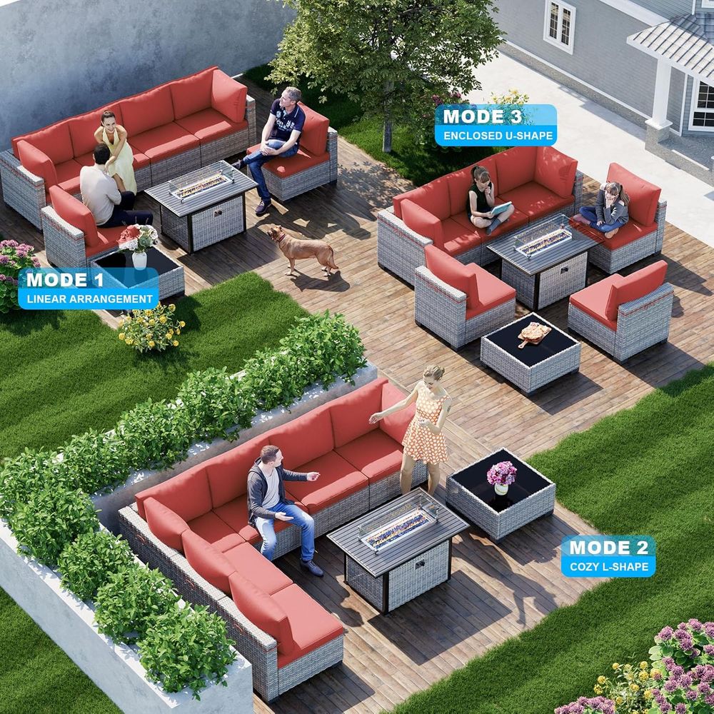 8-Piece Outdoor Patio Furnitur - Outdoor Furniture Set With Fire Pit recension och pris