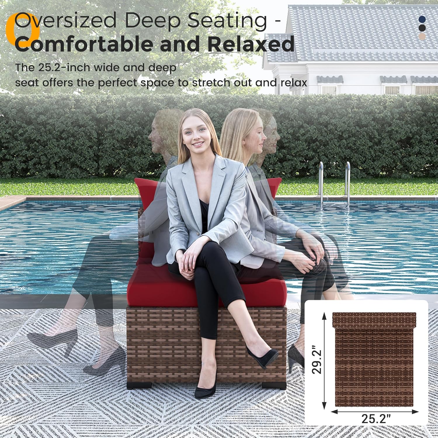 8pc All-Weather Wicker Section - Outdoor Furniture Set With Fire Pit recension och pris