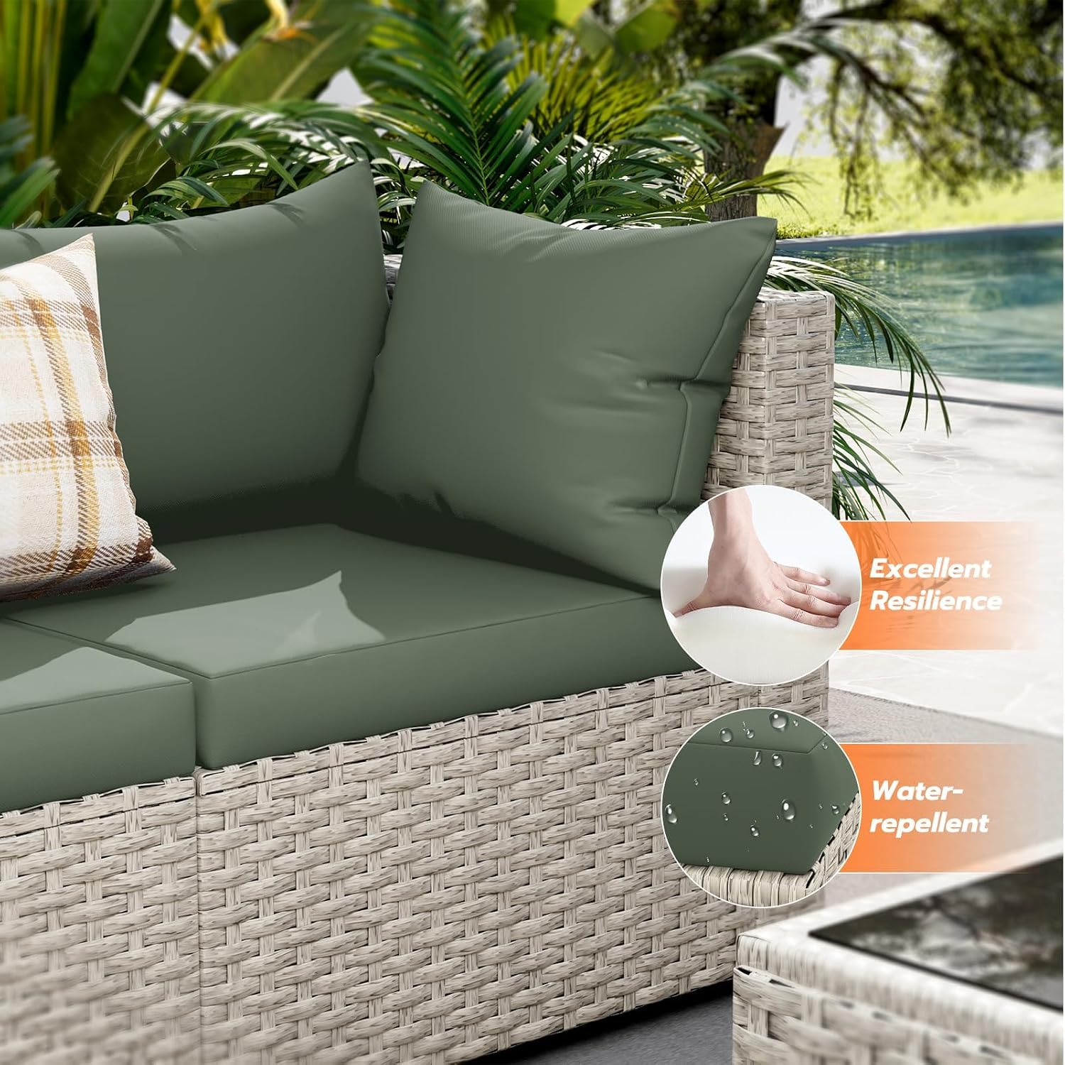 8-Seat Outdoor Sectional Sofa  - Outdoor Furniture Set With Fire Pit recension och pris