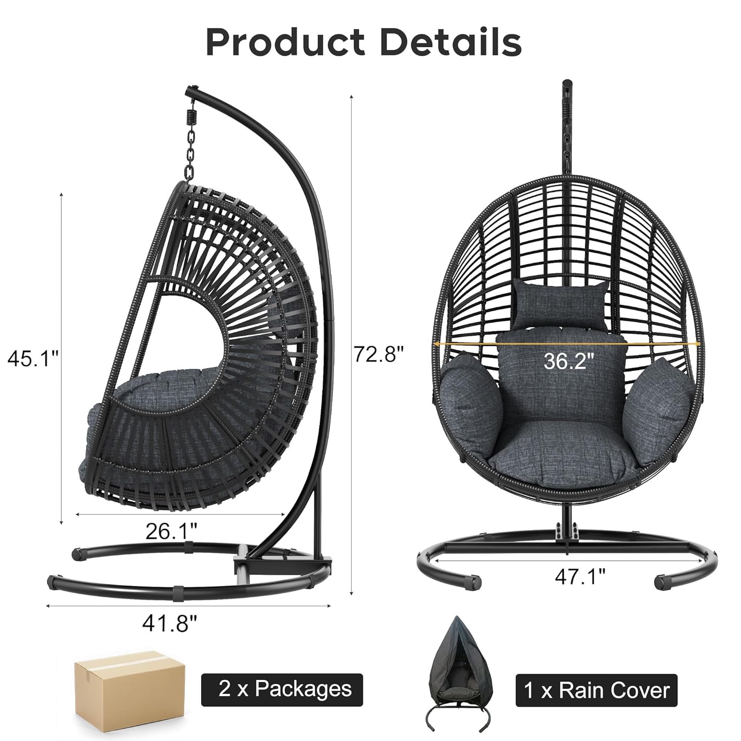 42in Extra Wide Egg Chair Pati - Outdoor Furniture Egg Chair recension och pris