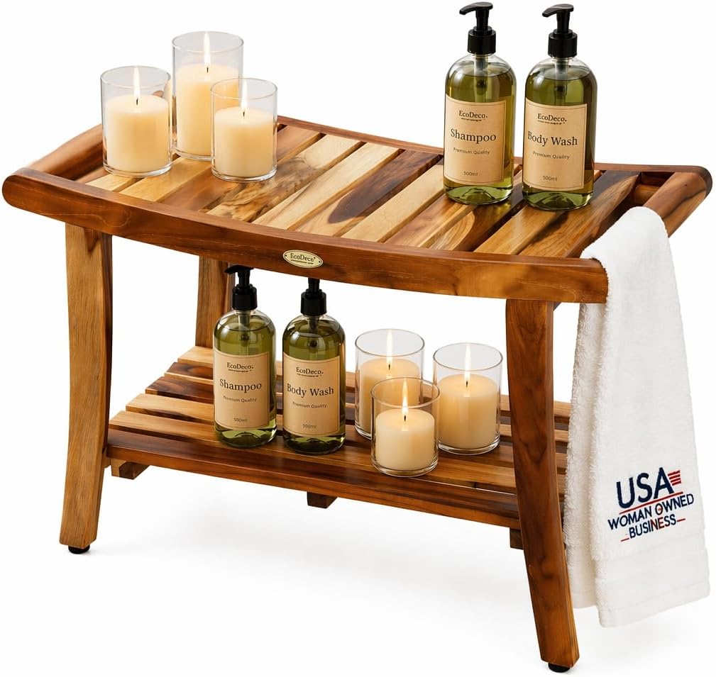 Teak Shower Bench Spa Bath Sho - Outdoor Furniture Teak recension och pris