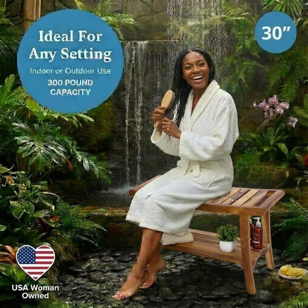 Teak Shower Bench Spa Bath Sho - Outdoor Furniture Teak recension och pris