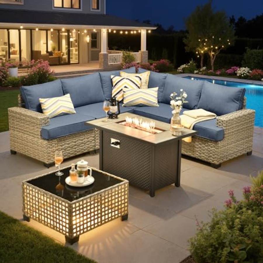 Outdoor Sectional Patio Furnit - Outdoor Furniture Set With Fire Pit recension och pris