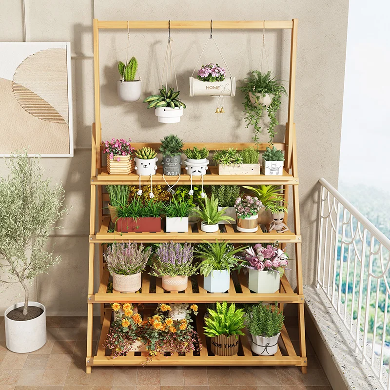 Solid Wood Flower Shelf Plant  - Outdoor Furniture Balcony recension och pris