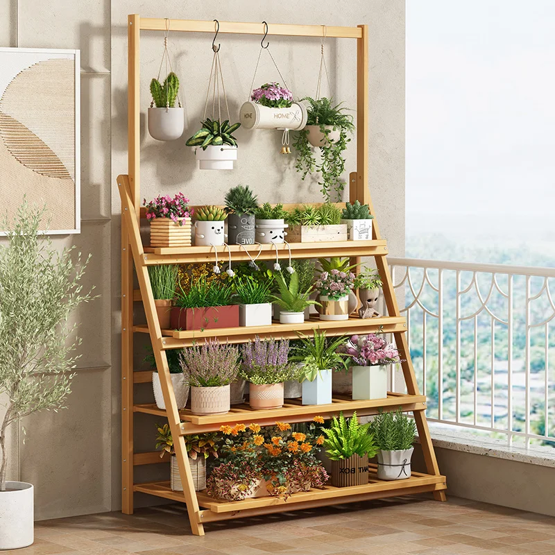 Solid Wood Flower Shelf Plant  - Outdoor Furniture Balcony recension och pris