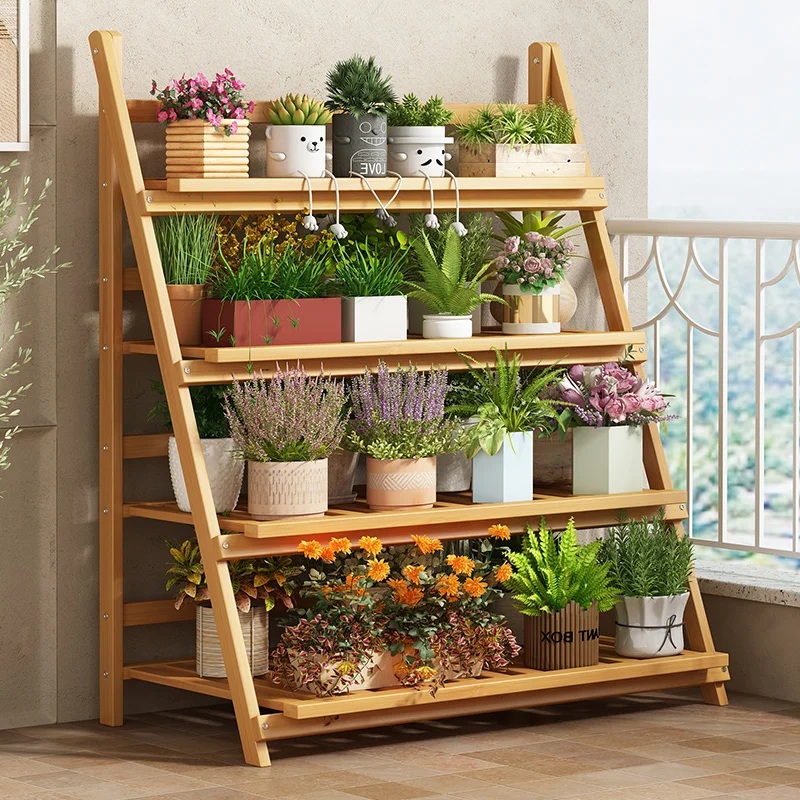 Solid Wood Flower Shelf Plant  - Outdoor Furniture Balcony recension och pris