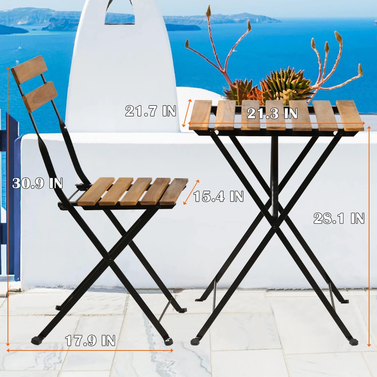 Natural wood 3-piece folding p - Outdoor Furniture Balcony recension och pris