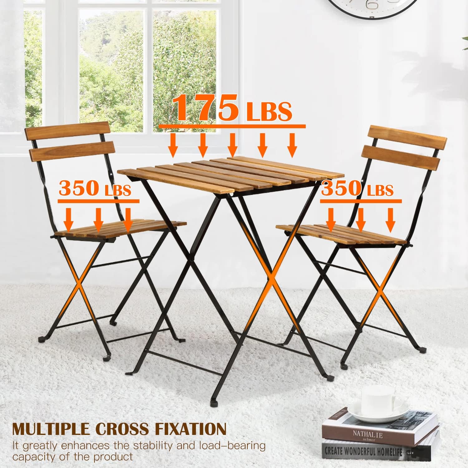 Natural wood 3-piece folding p - Outdoor Furniture Balcony recension och pris