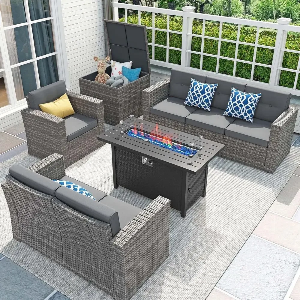 8-Piece Patio Furniture Set wi - Outdoor Furniture Set With Fire Pit recension och pris