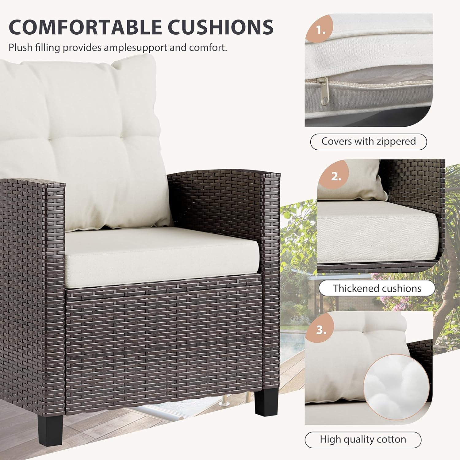 Beige compact 3-piece rattan w - Outdoor Furniture Balcony recension och pris