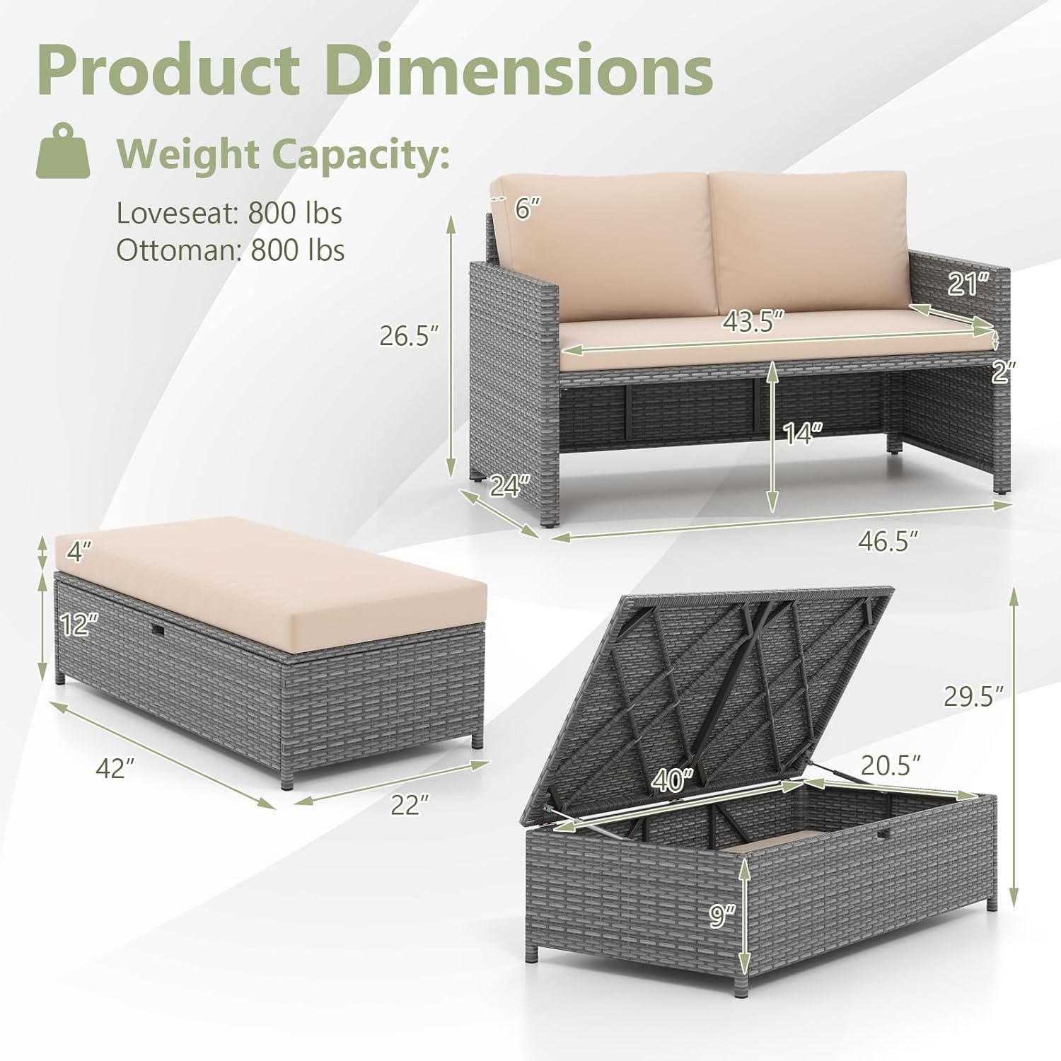 Wicker Patio Daybed Loveseat O - Outdoor Furniture Balcony recension och pris