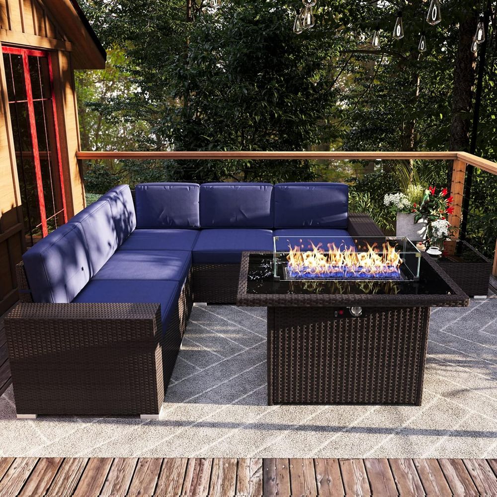 7-Piece Outdoor Patio Furnitur - Outdoor Furniture Set With Fire Pit recension och pris