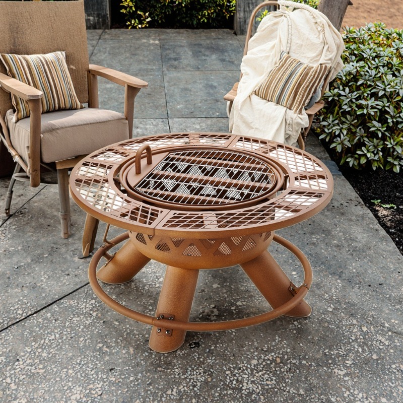 2026 Modern Outdoor Steel Char - Outdoor Furniture Set With Fire Pit recension och pris