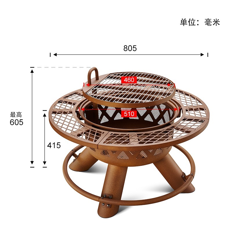 2026 Modern Outdoor Steel Char - Outdoor Furniture Set With Fire Pit recension och pris