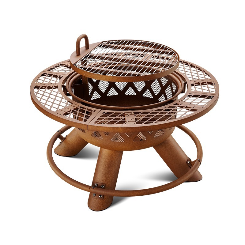 2026 Modern Outdoor Steel Char - Outdoor Furniture Set With Fire Pit recension och pris