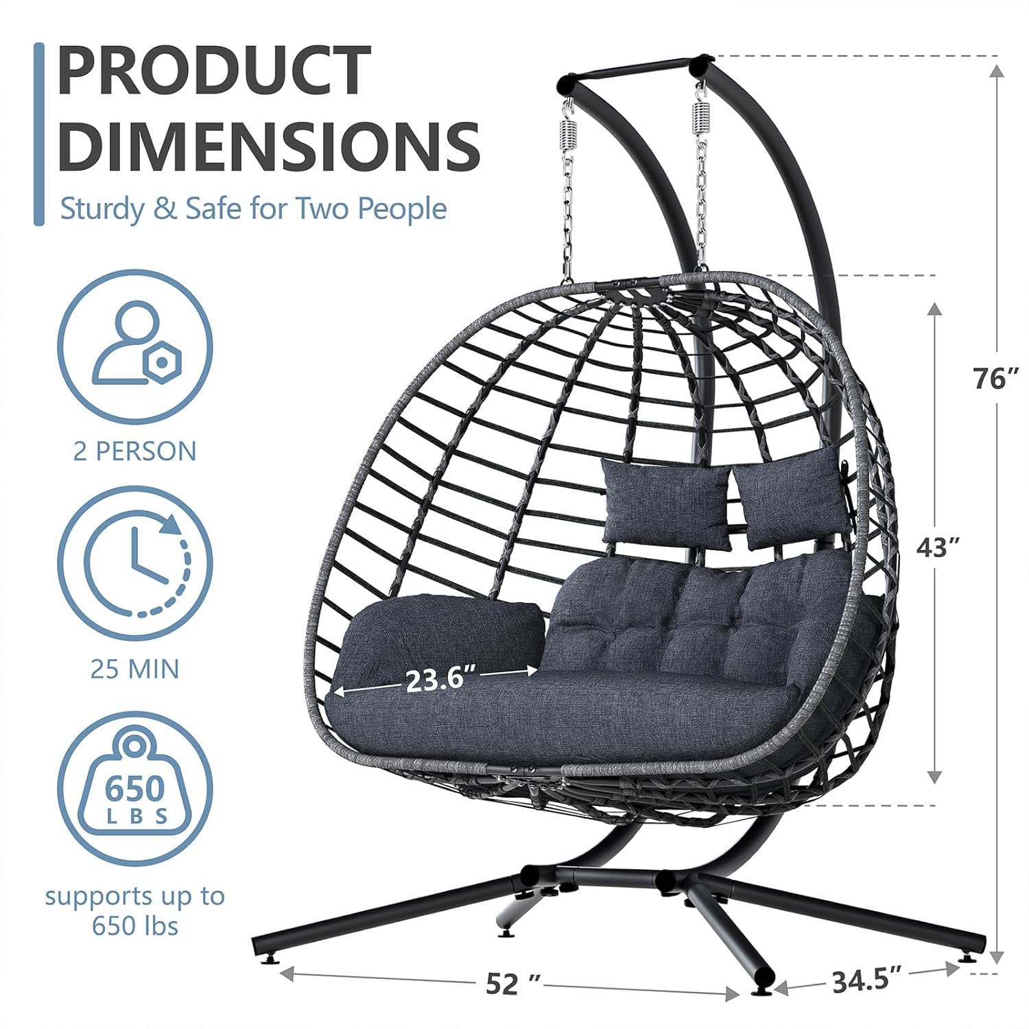 2 Person Egg Swing Chair with  - Outdoor Furniture Egg Chair recension och pris