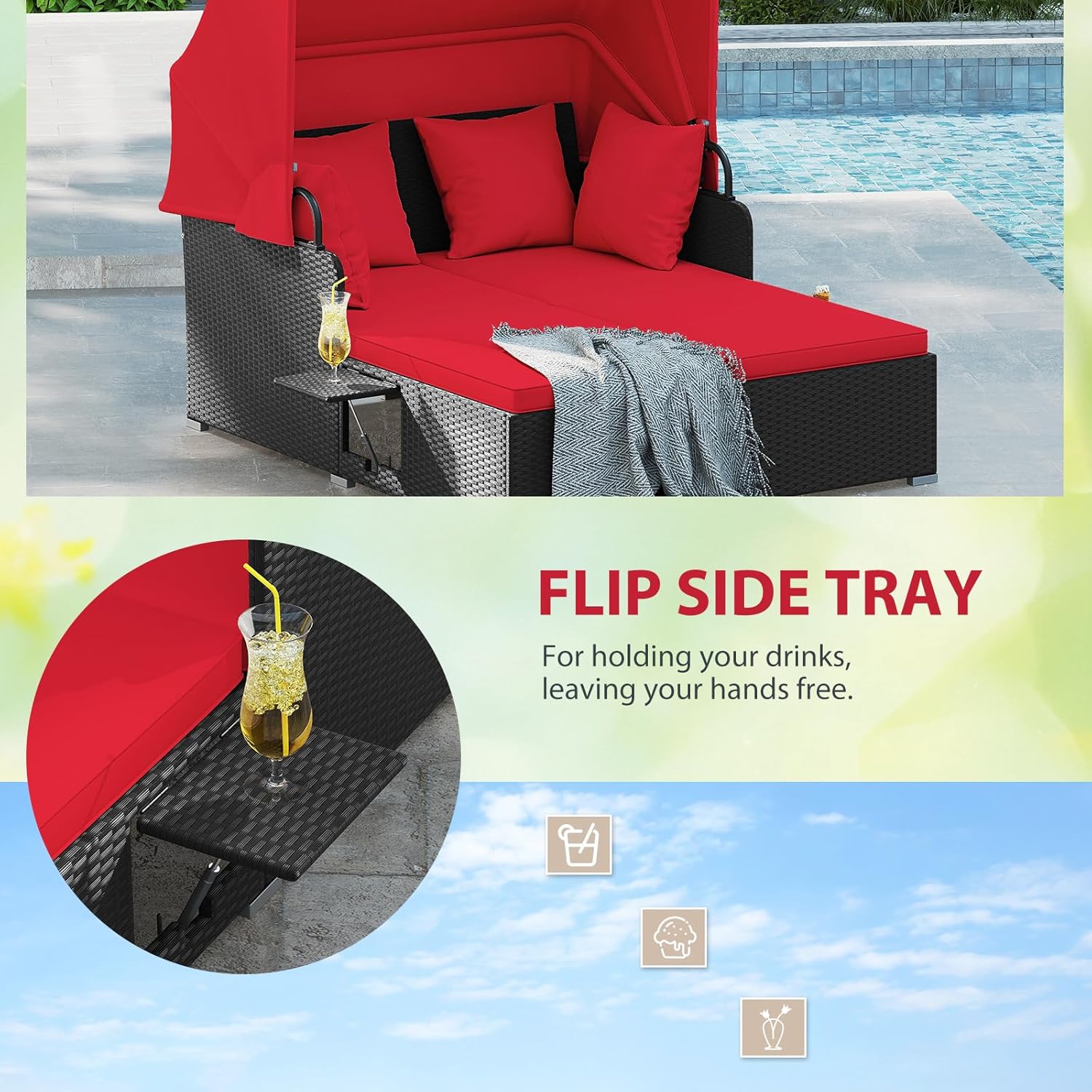 2 Person Rattan Outdoor Daybed - Outdoor Furniture Balcony recension och pris