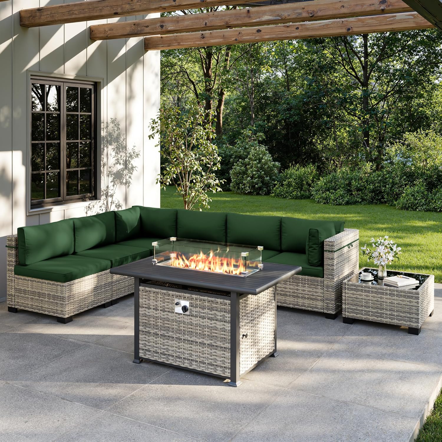 8-Piece Outdoor Patio Furnitur - Outdoor Furniture Set With Fire Pit recension och pris
