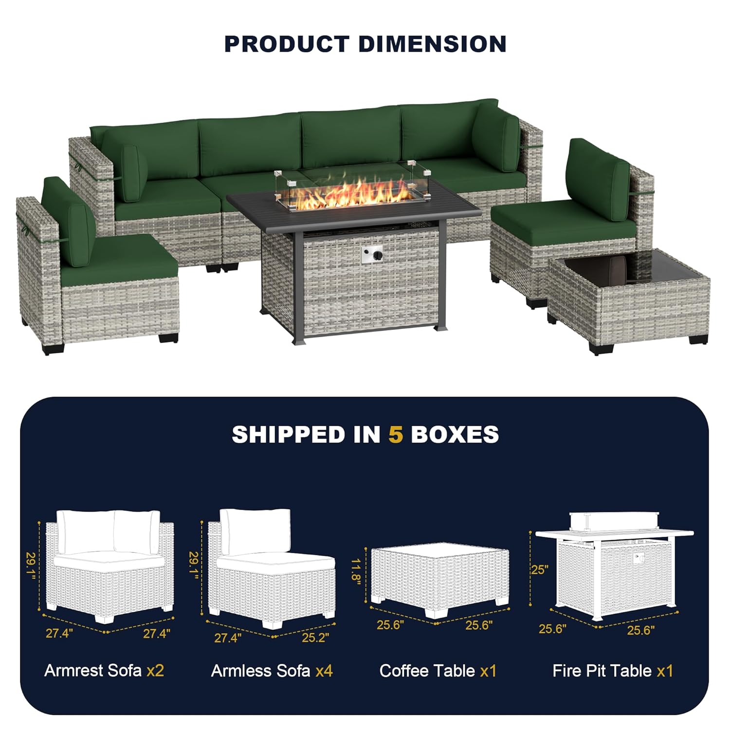 8-Piece Outdoor Patio Furnitur - Outdoor Furniture Set With Fire Pit recension och pris