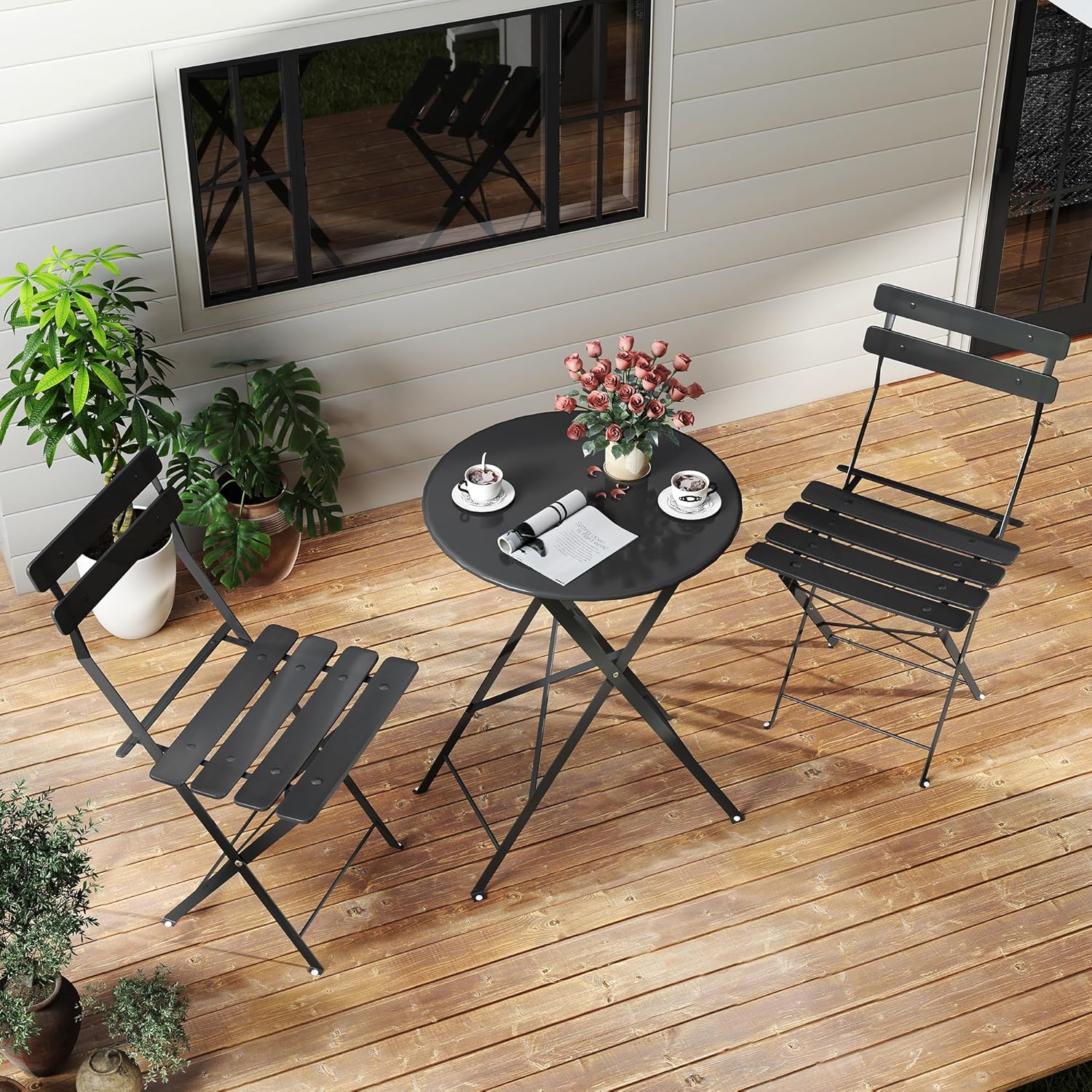 Space-saving black 3-piece fol - Outdoor Furniture Balcony recension och pris