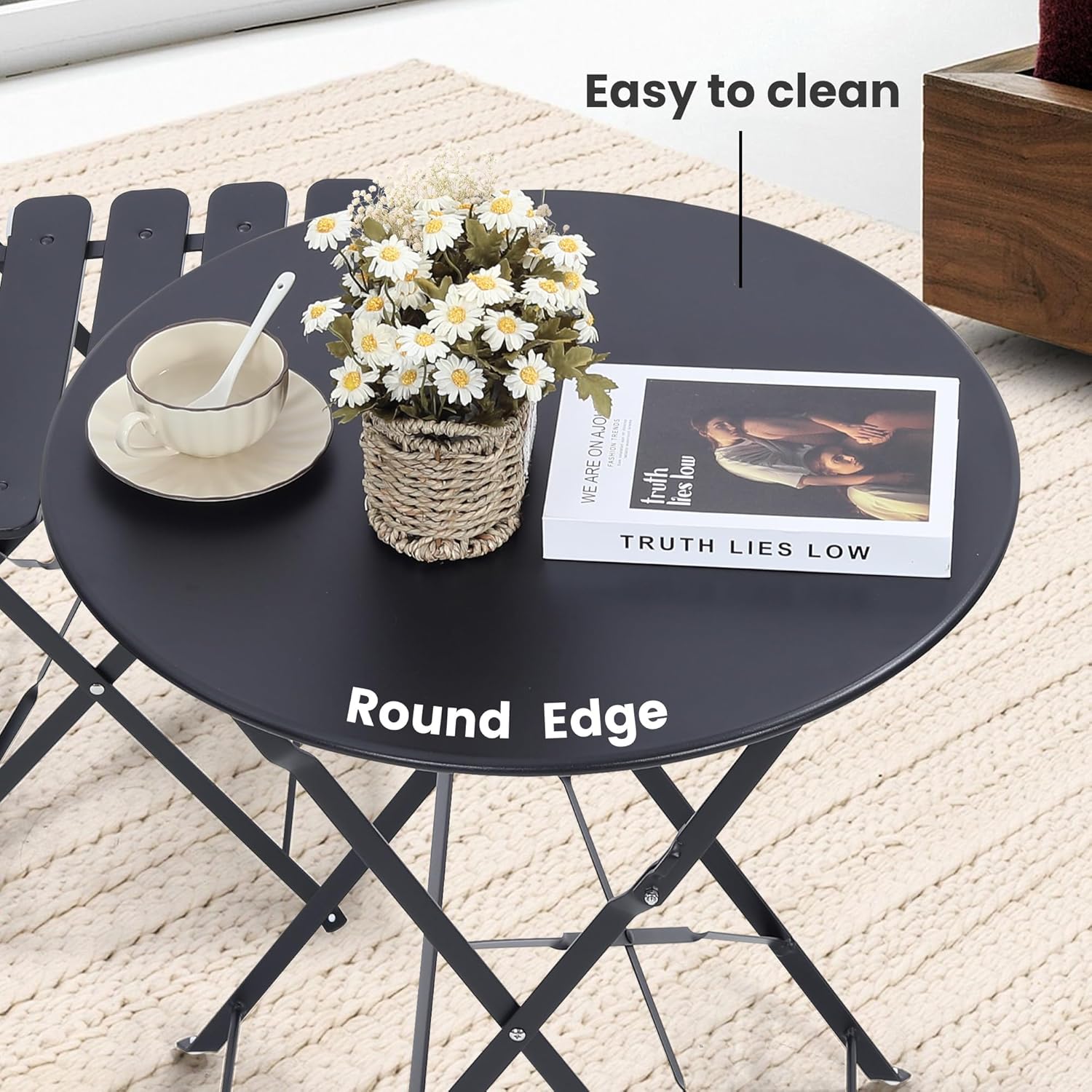 Space-saving black 3-piece fol - Outdoor Furniture Balcony recension och pris