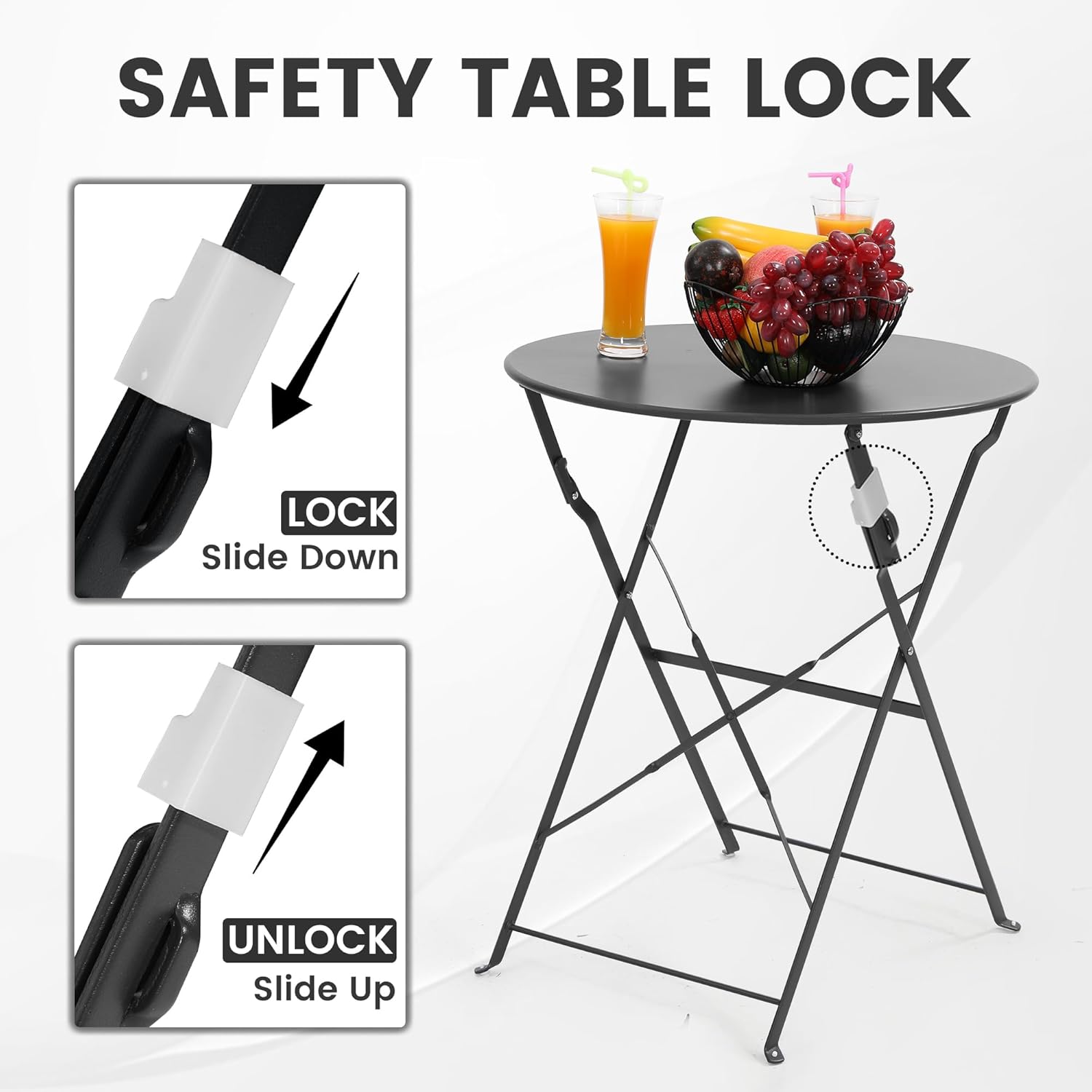 Space-saving black 3-piece fol - Outdoor Furniture Balcony recension och pris
