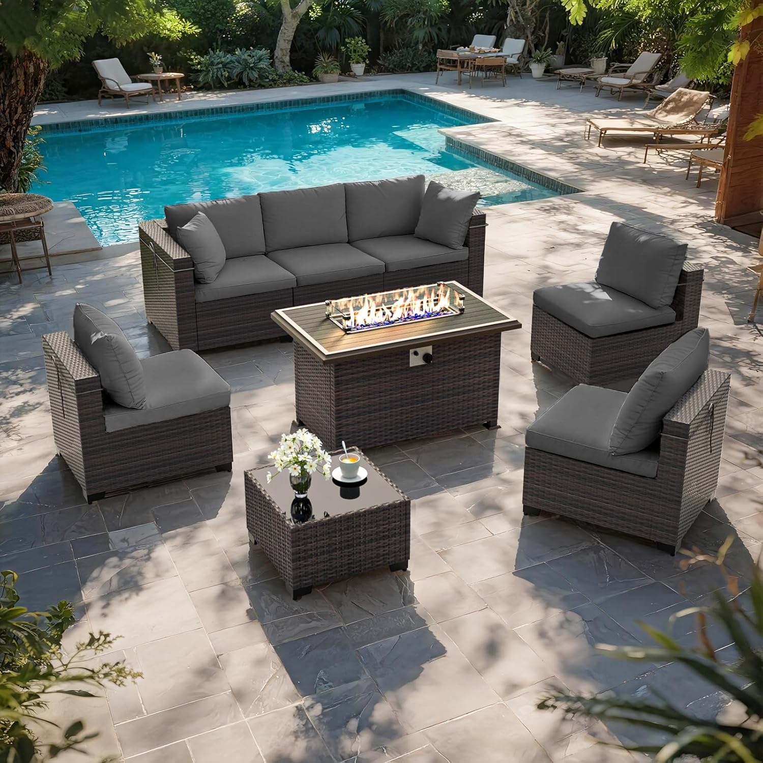 Patio Furniture Set with Fire  - Outdoor Furniture Set With Fire Pit recension och pris